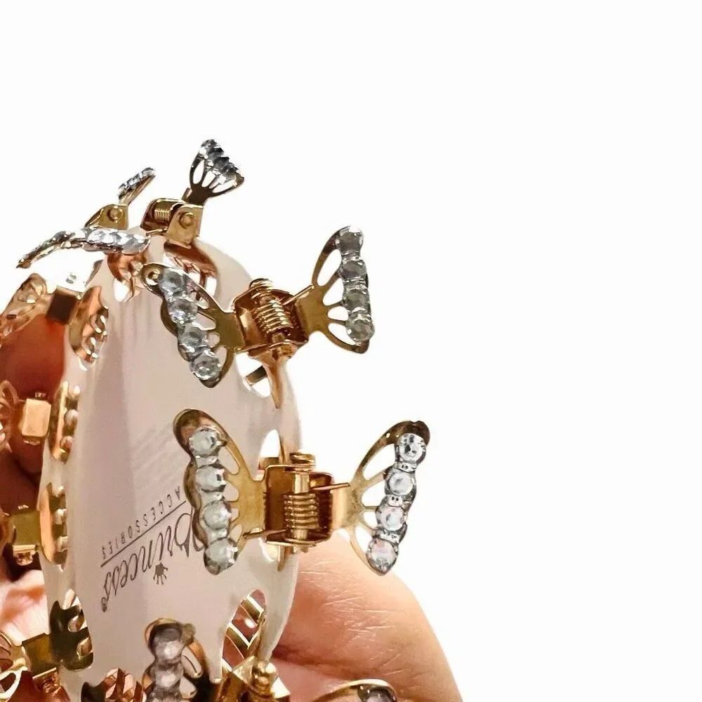 Y2K Rhinestone Mini Butterfly Gold Clips 10 CT prom wedding